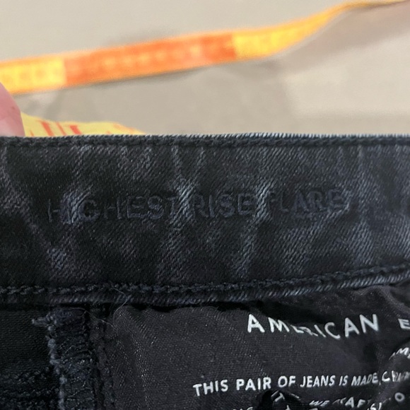 American Eagle highest rise flare button fly next level stretch black 6 - Picture 4 of 9
